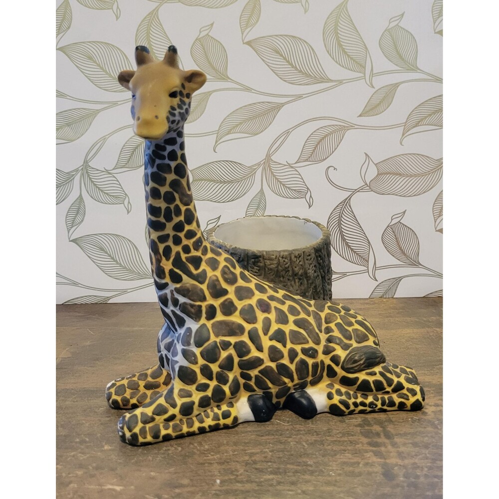 Vintage Ceramic Giraffe Succulent Planter, MCM Safari Animal Flower Pot